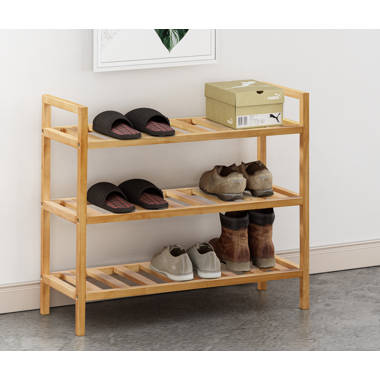 Wenko norway 2 tier stackable walnut wood best sale shoe rack